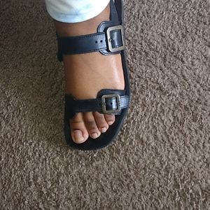 Fly London Black Leather Sandals